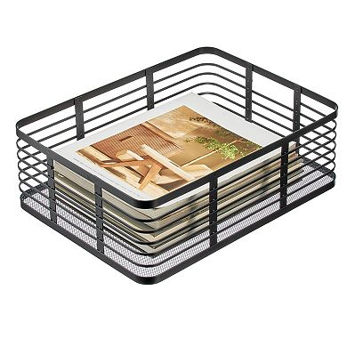 Metal Pantry Basket with Handles - Set of 2 - Matte Black