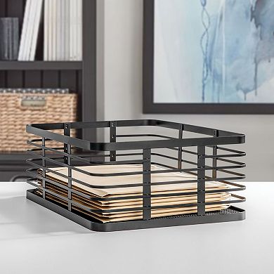 Metal Pantry Basket with Handles - Set of 2 - Matte Black