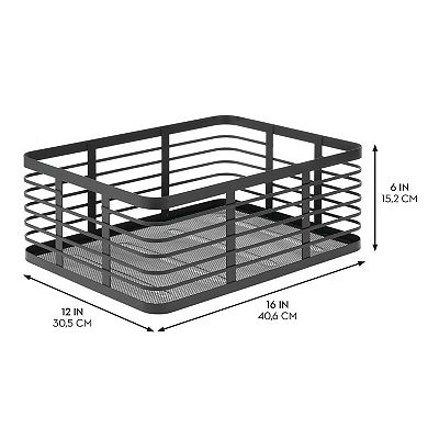 Metal Pantry Basket with Handles - Set of 2 - Matte Black