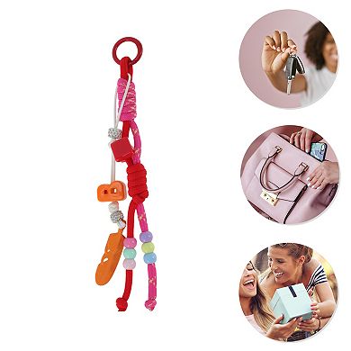 Beaded Knotted Lanyard with Feather Handbag Charm 1 Pc