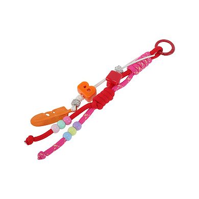 Beaded Knotted Lanyard with Feather Handbag Charm 1 Pc