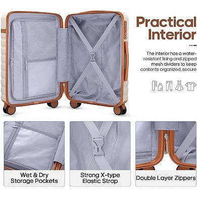 20" Carry On Suitcase & 18" Backpack Set - TSA Lock, Silent Wheels, Durable