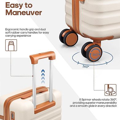 20" Carry On Suitcase & 18" Backpack Set - TSA Lock, Silent Wheels, Durable