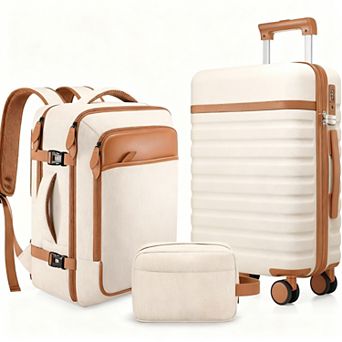 20" Carry On Suitcase & 18" Backpack Set - TSA Lock, Silent Wheels, Durable