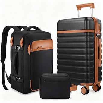 20" Carry On Suitcase & 18" Backpack Set - TSA Lock, Silent Wheels, Durable