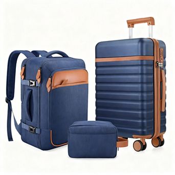 20" Carry On Suitcase & 18" Backpack Set - TSA Lock, Silent Wheels, Durable