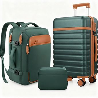 20" Carry On Suitcase & 18" Backpack Set - TSA Lock, Silent Wheels, Durable