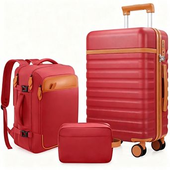 20" Carry On Suitcase & 18" Backpack Set - TSA Lock, Silent Wheels, Durable