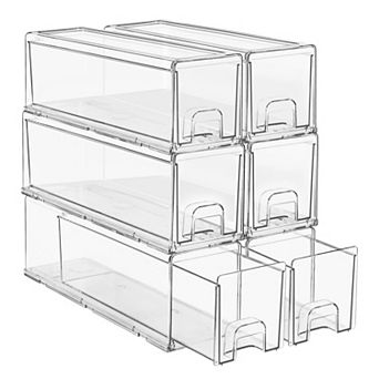 Sorbus 6 Pack Small Clear Stackable Pull Out Organizer Bins - for Kitchen, Organization & Storage