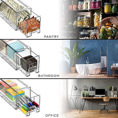Sorbus 6 Pack Small Clear Stackable Pull Out Organizer Bins - for Kitchen, Organization & Storage