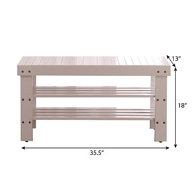 GOODSILO Solid Wood Shoe Bench with Storage Shelf for Entryway Organization