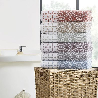 6-Piece Cotton Towel Set - Soft, Absorbent, Quick Dry, Reversible Jacquard Design