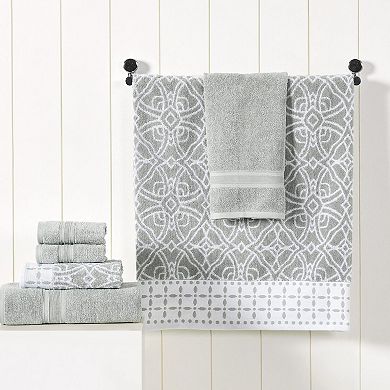 6-Piece Cotton Towel Set - Soft, Absorbent, Quick Dry, Reversible Jacquard Design