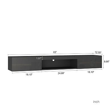 GOODSILO Wall Mounted Floating TV Stand with LED Lighting and Storage Cabinet