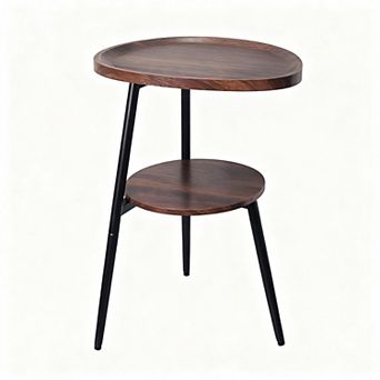 2 tier Metal End Table with Open Shelf for Home Decor