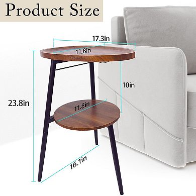 2-Tier Metal End Table with Open Shelf for Home Decor