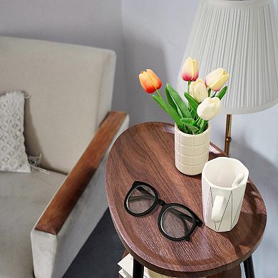 2-Tier Metal End Table with Open Shelf for Home Decor