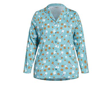 Avenue Women's Plus Size Button Through Sleep Top
