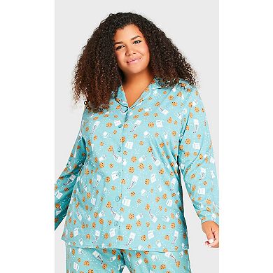 Avenue Women's Plus Size Button Through Sleep Top