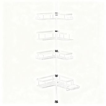 4 tier Rustproof Shower Organizer with Hooks & Soap Dish - No-Tools, Adjustable for Renters