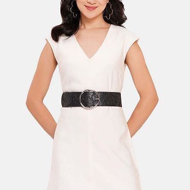 AGP PARIS Sparkle Dark Brown Round Buckle Belt