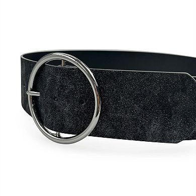 AGP PARIS Sparkle Dark Brown Round Buckle Belt