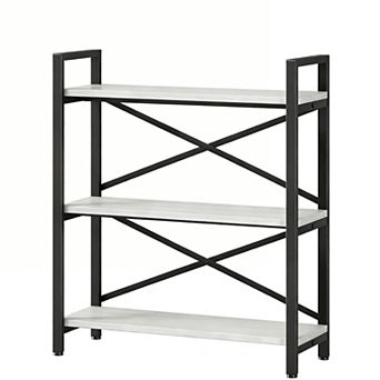 31.49" Wide 3 tier Wood & Metal Bookcase for Home