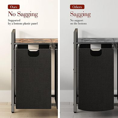 2-Compartment Laundry Hamper with Pull-out Bags & Shelf