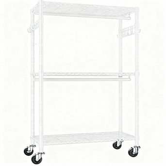 Adjustable Heavy Duty Metal Wardrobe Storage Rack with Lockable Wheels