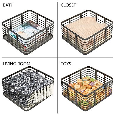 Metal Pantry Basket with Handles - Set of 4 - Matte Black