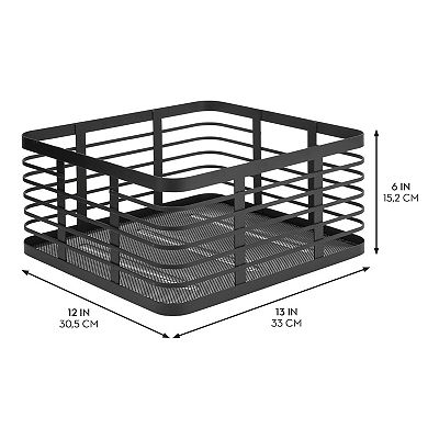 Metal Pantry Basket with Handles - Set of 4 - Matte Black