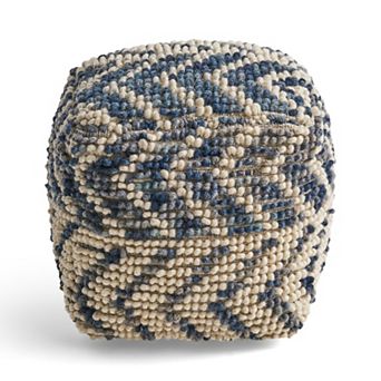 GOODSILO Wool and Cotton Blend Square Pouf Ottoman for Home Decor