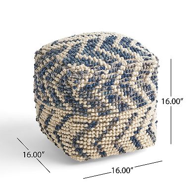 GOODSILO Wool and Cotton Blend Square Pouf Ottoman for Home Decor
