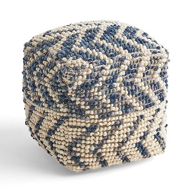 GOODSILO Wool and Cotton Blend Square Pouf Ottoman for Home Decor