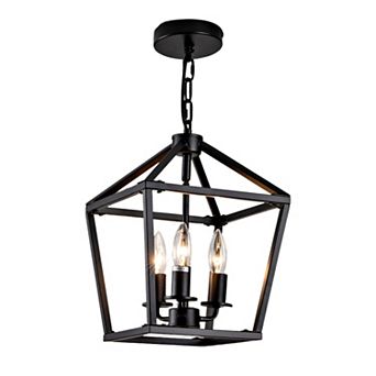 ELEMENT ACE Industrial Rustic Three-Light Lantern Chandelier with Adjustable Hanging Chain