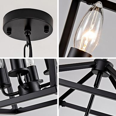 ELEMENT ACE Industrial Rustic Three-Light Lantern Chandelier with Adjustable Hanging Chain