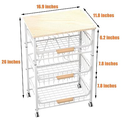 4-Layer Stackable Kitchen Storage Rack with Pull-Out Baskets
