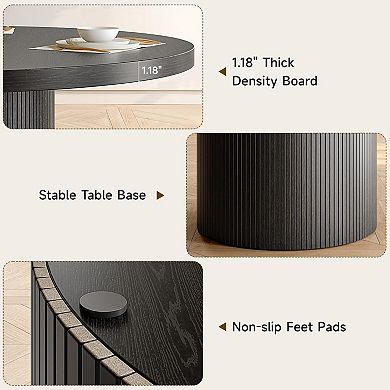 47" Round Dining Table, Modern Farmhouse Style, 4-6 Seating, Multi-Use