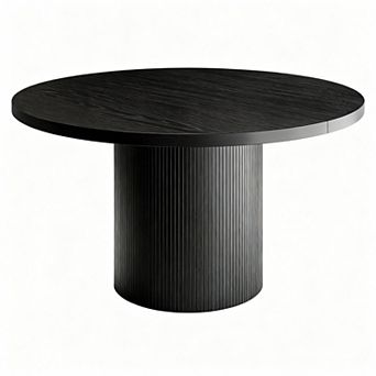 47" Round Dining Table, Modern Farmhouse Style, 4-6 Seating, Multi-Use