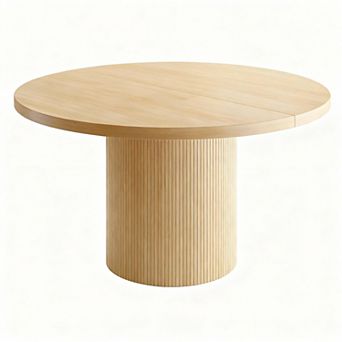 47" Round Dining Table, Modern Farmhouse Style, 4-6 Seating, Multi-Use