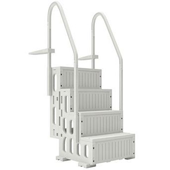 Outsunny Swimming Pool Ladder Adjustable 4-Step, Cream ,