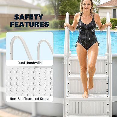 Outsunny Swimming Pool Ladder Adjustable 4-Step, Cream ,
