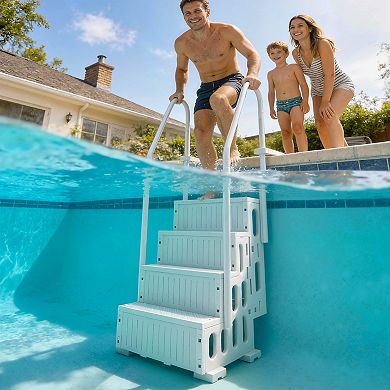 Outsunny Swimming Pool Ladder Adjustable 4-Step, Cream ,