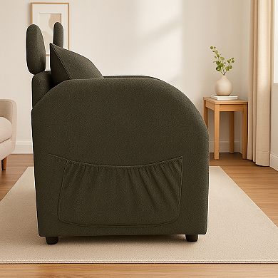 GOODSILO Pet-Friendly Bunny-Ear Armchair with Built-In Hideaway and Side Storage Pocket