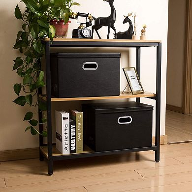 3-Pack Leather Collapsible Storage Bins