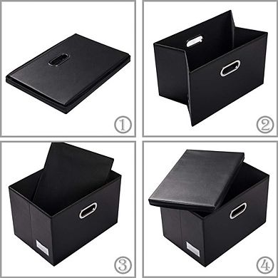 3-Pack Leather Collapsible Storage Bins
