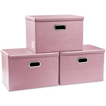3-Pack Leather Collapsible Storage Bins