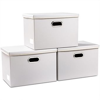 3-Pack Leather Collapsible Storage Bins