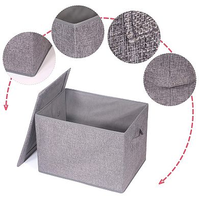 5 Pack Foldable Storage Bins with Lids for Organizing Clothes and Household Items