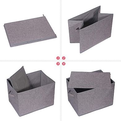 5 Pack Foldable Storage Bins with Lids for Organizing Clothes and Household Items